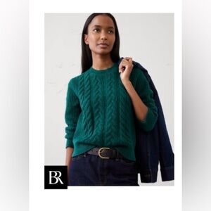 Banana Republic Teal Cable-Knit Crewneck Sweater